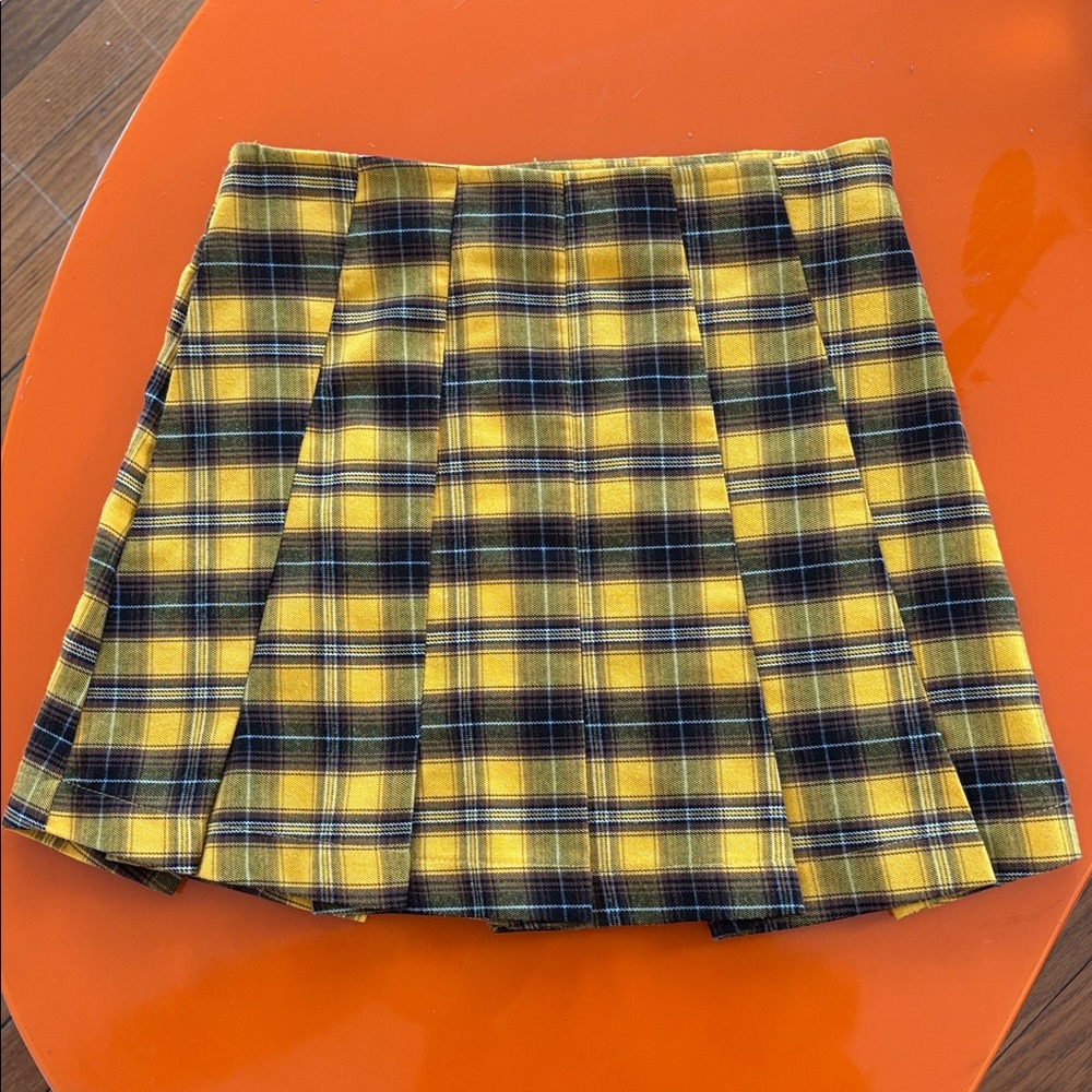 Plaid Yellow and Black Mini Skirt cheerleader varsity Cher clueless style XS - Picture 3 of 7